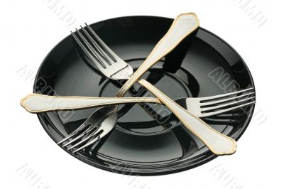Three forks on a plate