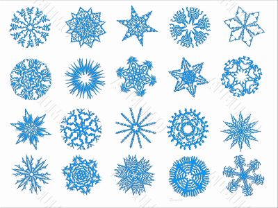 Blue snowflakes on a white background