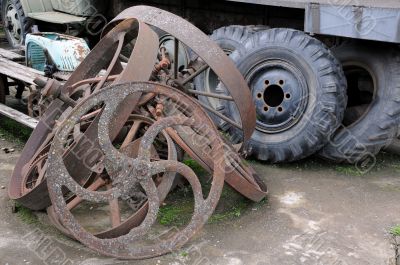 Old Truck and Cart Wheels