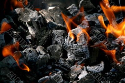 Charcoal with fire Charcoal with fire