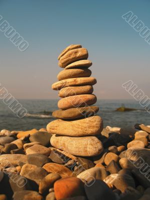 Stones on the stones on the sea shore