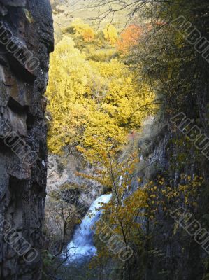 Honey waterfalls and autumn. The North Caucas.