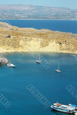 Scenic view of Lindos bay 