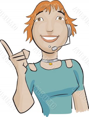 Call center girl with a green bluse