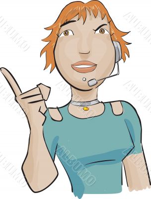 Call center girl with a green bluse Call center girl with a green bluse