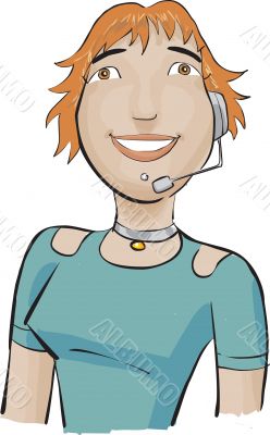 Call center girl with a green bluse Call center girl with a green bluse