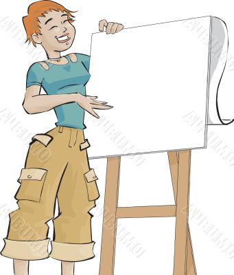 girl and a flip chart girl and a flip chart