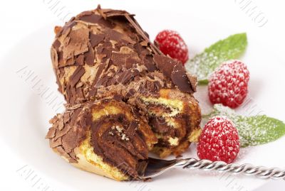 Miniature chocolate swiss roll Miniature chocolate swiss roll