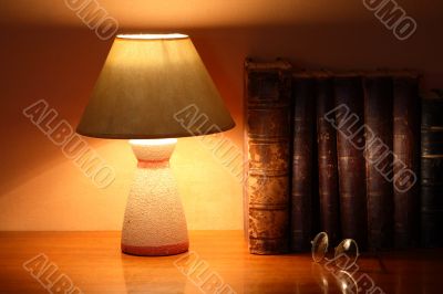 Desk Lamp And Old Books