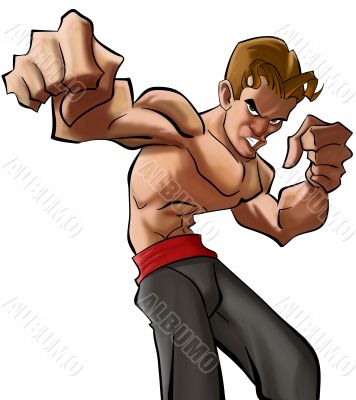 Cartoon martial art fighter