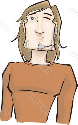Call center operator orange clothes Call center operator orange clothes