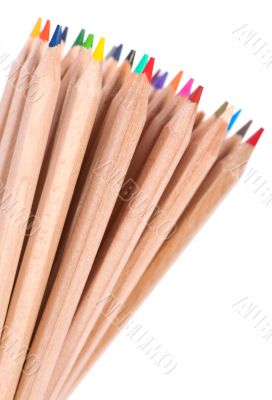 Group of colorful crayons closeup 