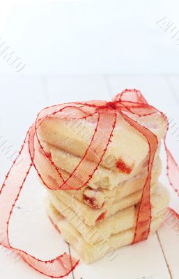 Heart shaped cookies on white