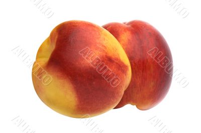 Two delicious nectarine, isolated
