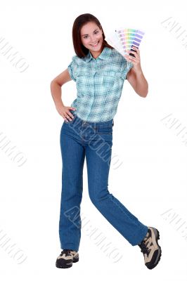 Woman holding a selection of colour samples