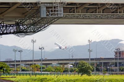 Airplane take off in Taipei