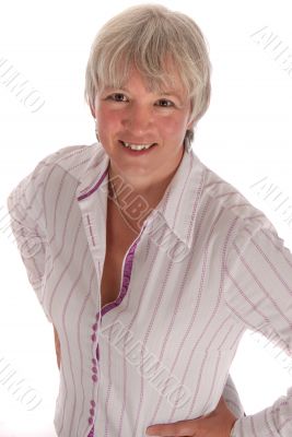 Smiling Senior Business Woman on White