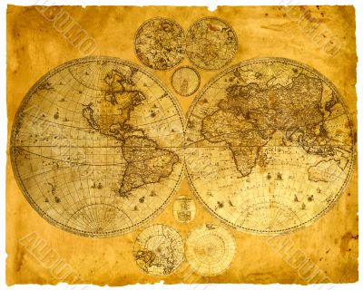 Old paper world map.