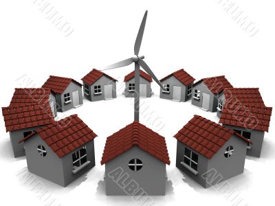 wind generator and houses