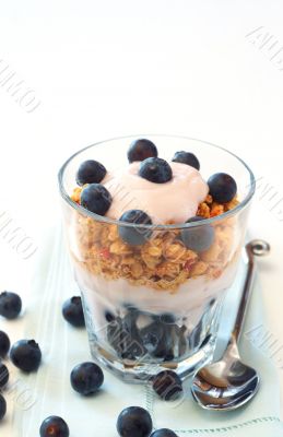 Healthy breakfast with muesli, yogurt and berries