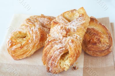 Apple custard filled croissants