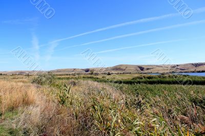 Summer landscape with mountains and ravine Summer landscape with mountains and ravine