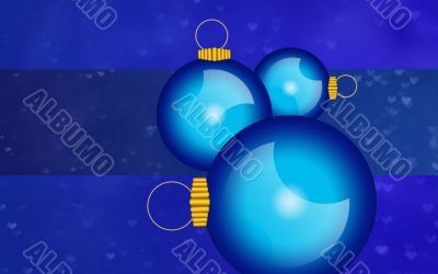 holiday background with blue christmas balls