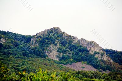 Summer landscape with Caucasus green mountains