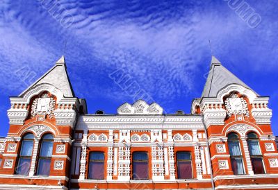 Landscape with historic theatre and blue sky