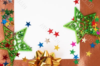 White Christmas card with decorations White Christmas card with decorations