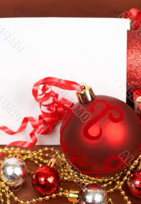 White Christmas card with decorations White Christmas card with decorations