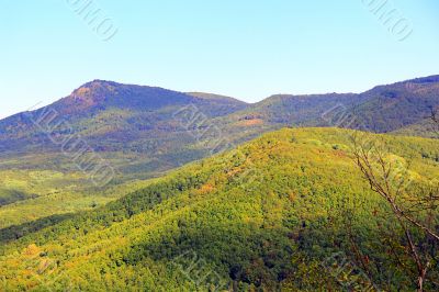 Summer landscape with Caucasus green mountains