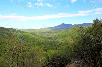 Summer landscape with Caucasus green mountains