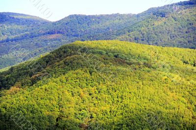 Summer landscape with Caucasus green mountains