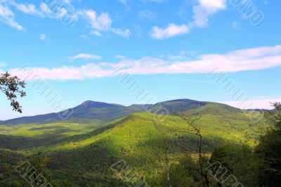 Summer landscape with Caucasus green mountains