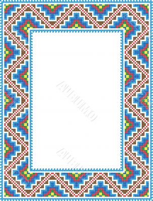 vector folk Rectangular Frame Cross-stitch blue
