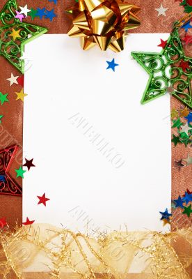 White Christmas card with decorations