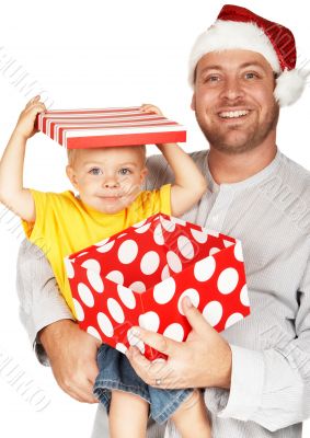 Baby boy with his father for Christmas