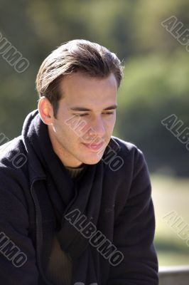 young man relaxing outdoors