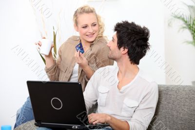 Couple shopping online