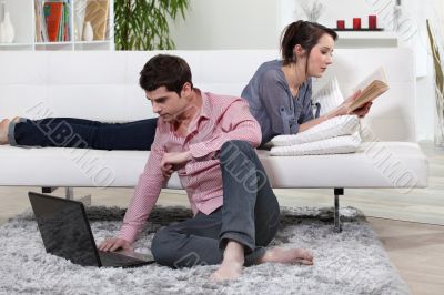 couple relaxing at home