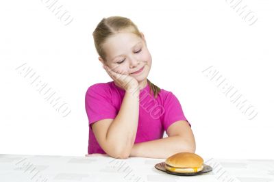 girl eats isolated on the white