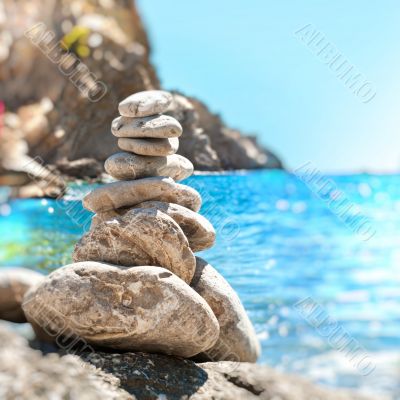 Bright view of Spanish coast line and beautiful clean mediterran