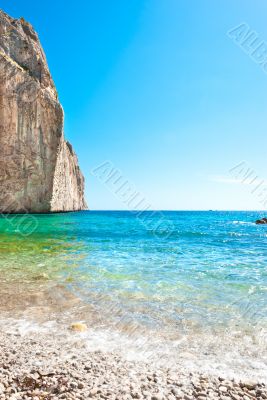 Bright view of Spanish coast line and beautiful clean mediterran