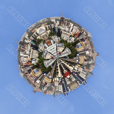 Urban cityscape of Novosibirsk, Russia Little PLanet Panorama