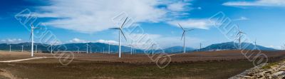 Windmills in summer landscape of Andalucia, Spain, Europe