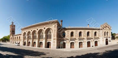 Building of train station in Toledo, Spain. Panoramic view