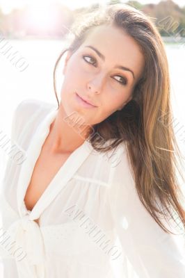 Close-up portrait of a fresh and beautiful young fashion model p