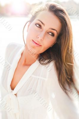 Close-up portrait of a fresh and beautiful young fashion model p