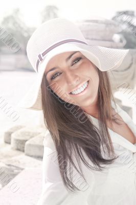 Closeup portrait of a beautiful young woman having a happy thoug